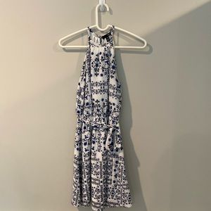 XS Aqua brand blue and white high neck dress